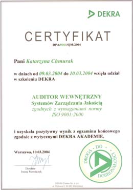 Certificado ISO 9001-2000 Auditor